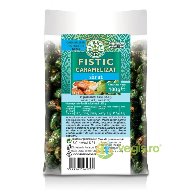 Fistic Caramelizat cu Sare 100g Herbavit — preț și oferte