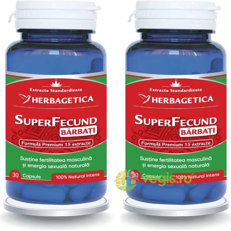 Pachet Super Fecund Barbati 30cps+30cps (50% reducere la al doilea produs) HERBAGETICA — preț și oferte