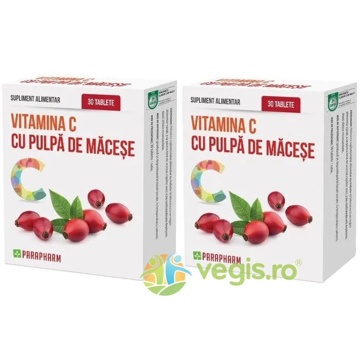 Pachet Vitamina C cu Pulpa de Macese 30tb+30tb Quantum Parapharm — preț și oferte