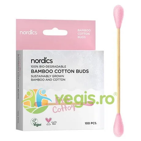 Betisoare Roz din Bumbac si Bambus 100buc NORDICS — preț și oferte