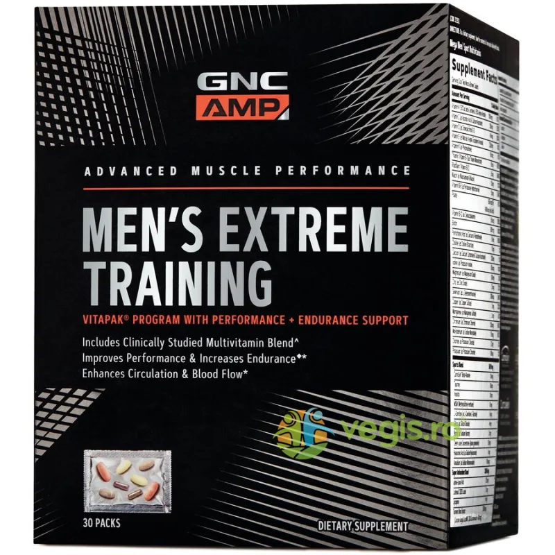 Program Vitapak pentru Performanta si Anduranta Amp Men's Extreme Training 30buc GNC — preț și oferte