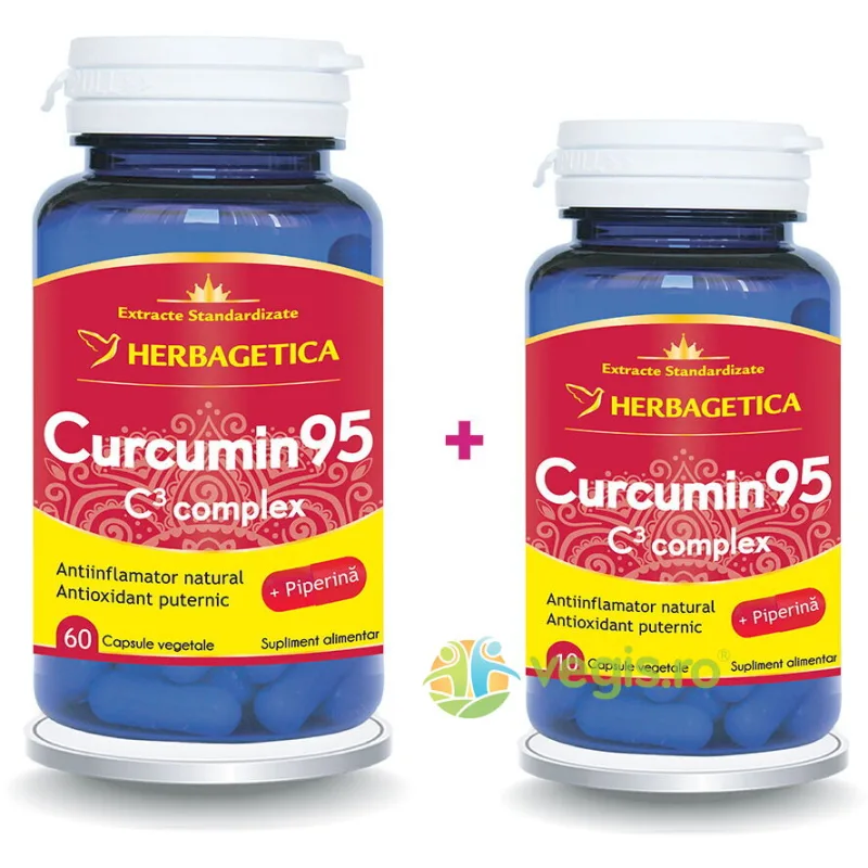 Pachet Curcumin 95 C3 Complex 60cps+10cps HERBAGETICA — preț și oferte