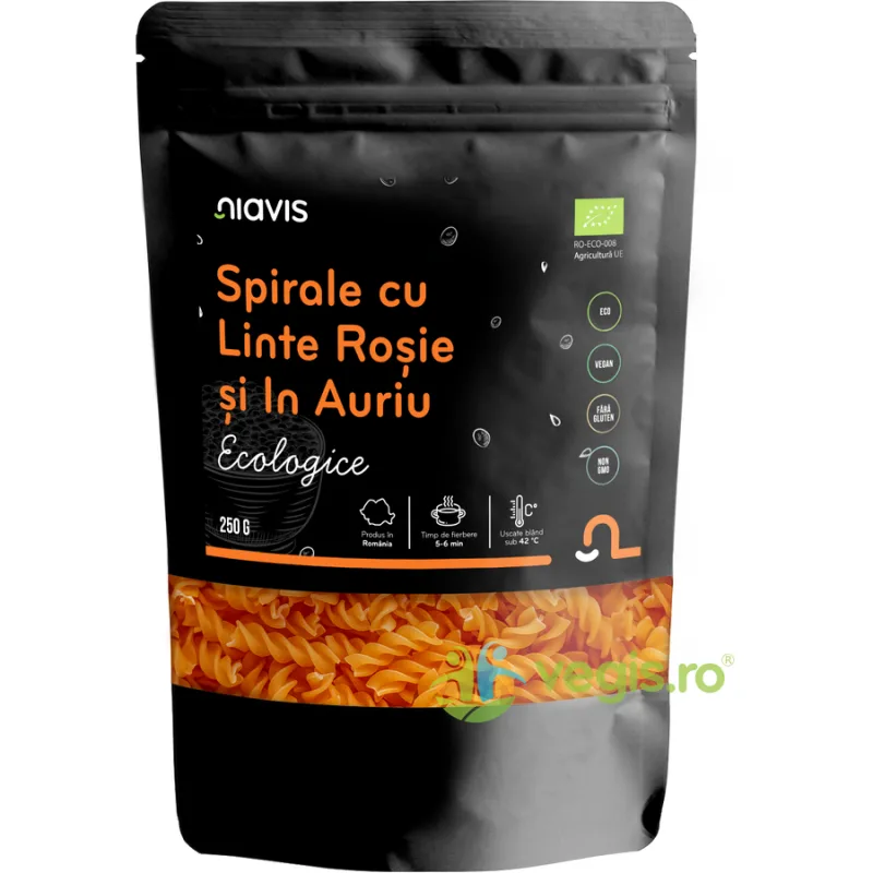 Spirale cu Linte Rosie si In Auriu Ecologice/Bio 250g NIAVIS — preț și oferte