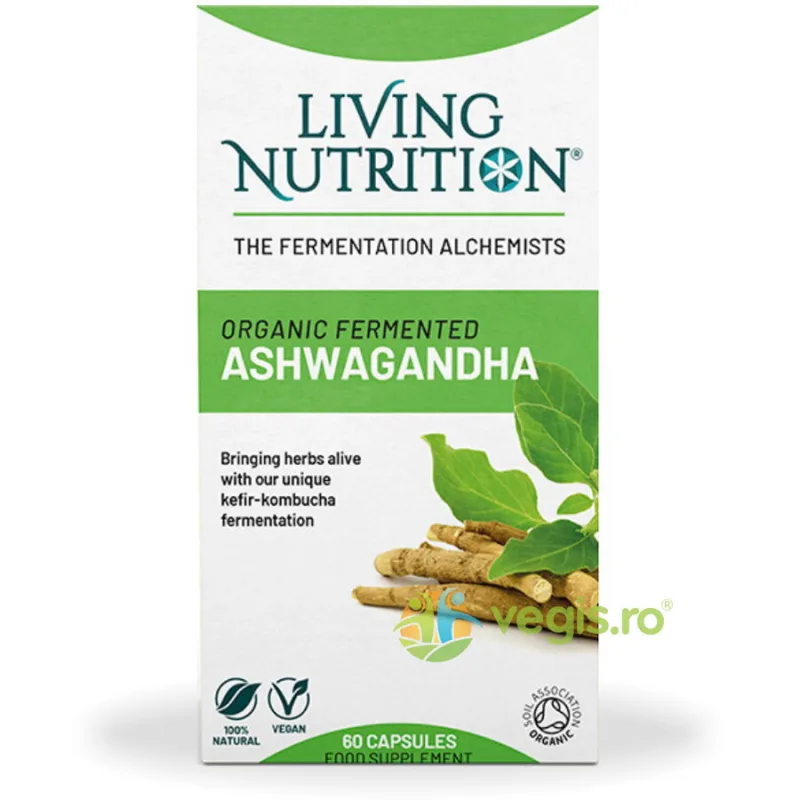 Fermented Ashwagandha 600mg Full Spectrum 60cps Living Nutrition — preț și oferte