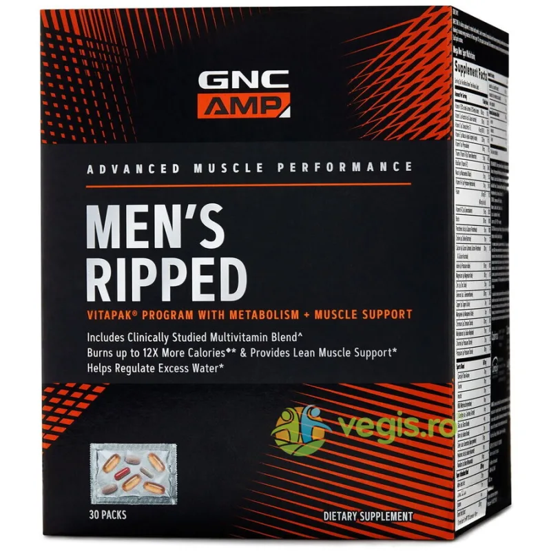 Complex de Multivitamine pentru Barbati Amp Men's Ripped Vitapak 30buc GNC — preț și oferte