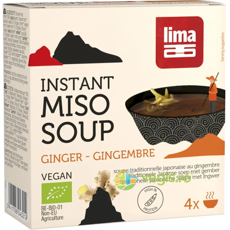 Supa Miso Instant cu Ghimbir Ecologic/Bio 4x15g LIMA — preț și oferte