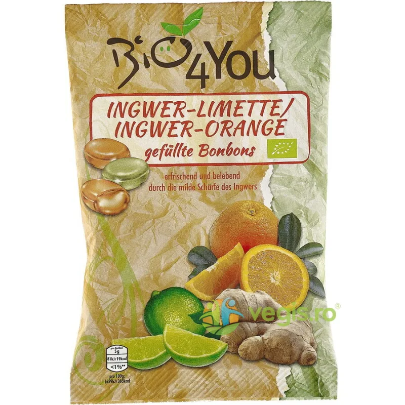 Bomboane cu Lime, Ghimbir si Portocala 75g BIO4YOU — preț și oferte