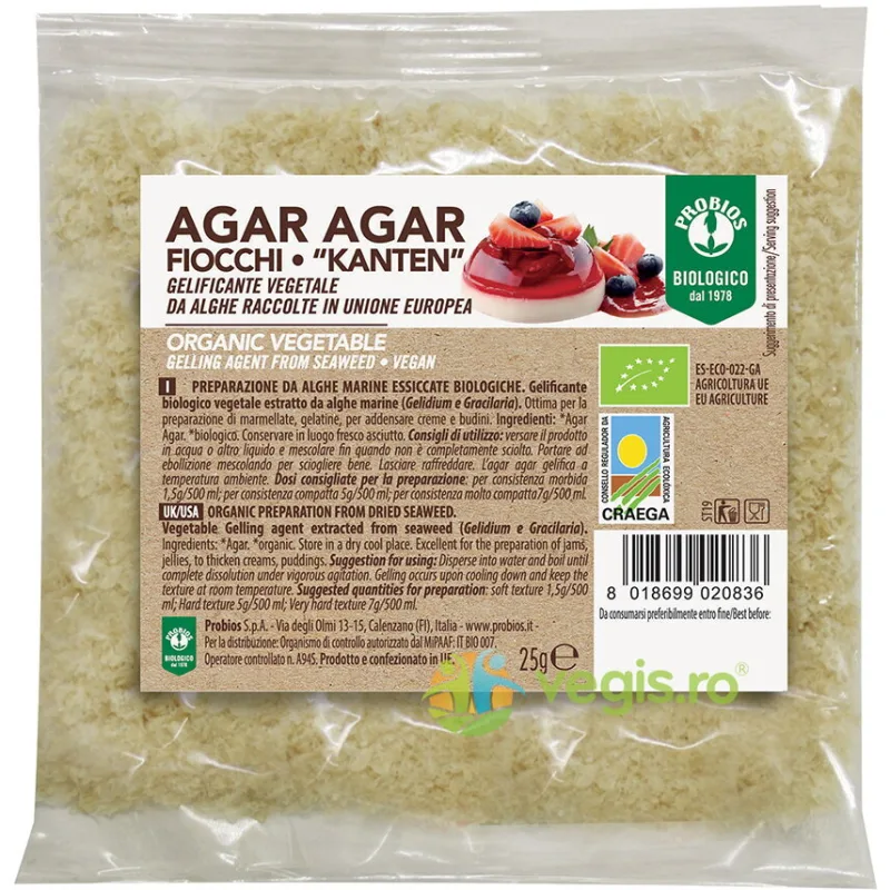 Agar Agar Fulgi Ecologic/Bio 25g PROBIOS — preț și oferte