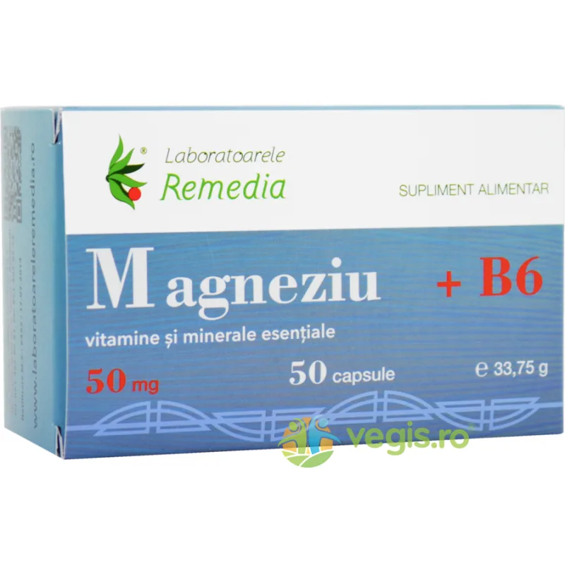 Magneziu 50mg + Vitamina B6 50cps REMEDIA — preț și oferte