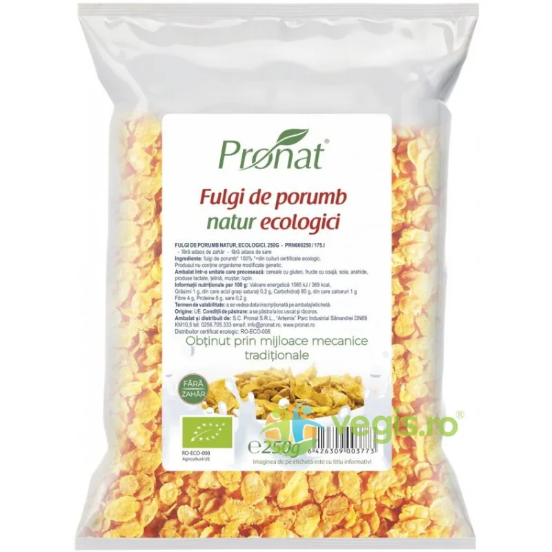 Fulgi de Porumb Natur fara Zahar Ecologici/Bio 250g PRONAT — preț și oferte
