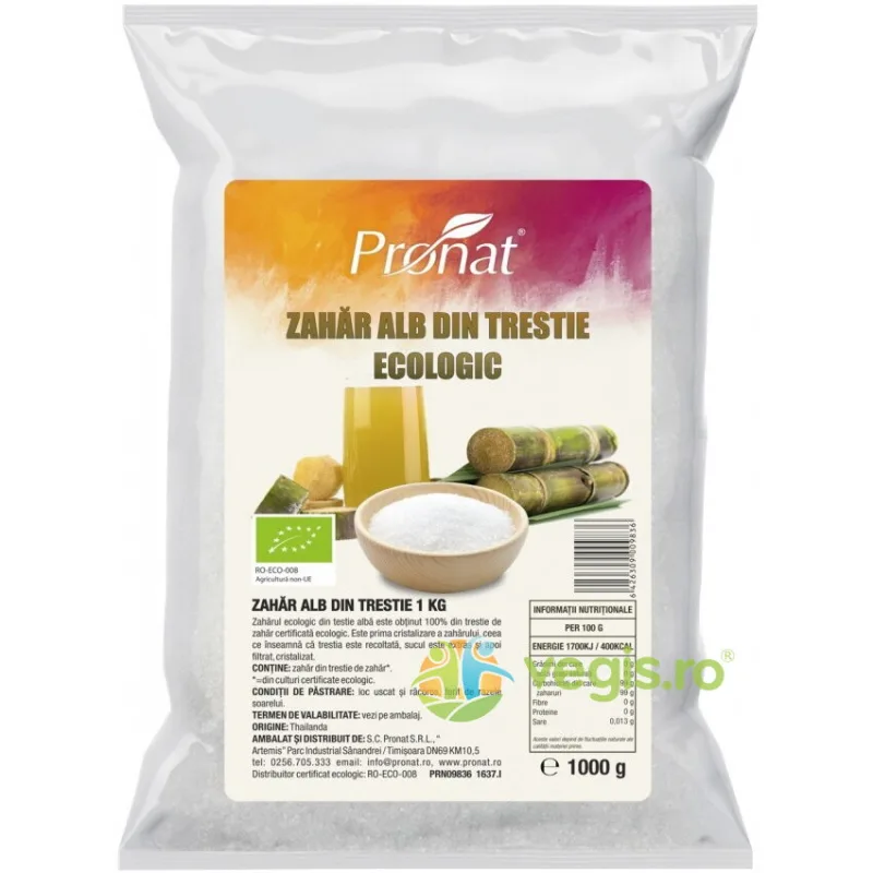 Zahar Alb din Trestie Ecologic/Bio 1kg PRONAT — preț și oferte
