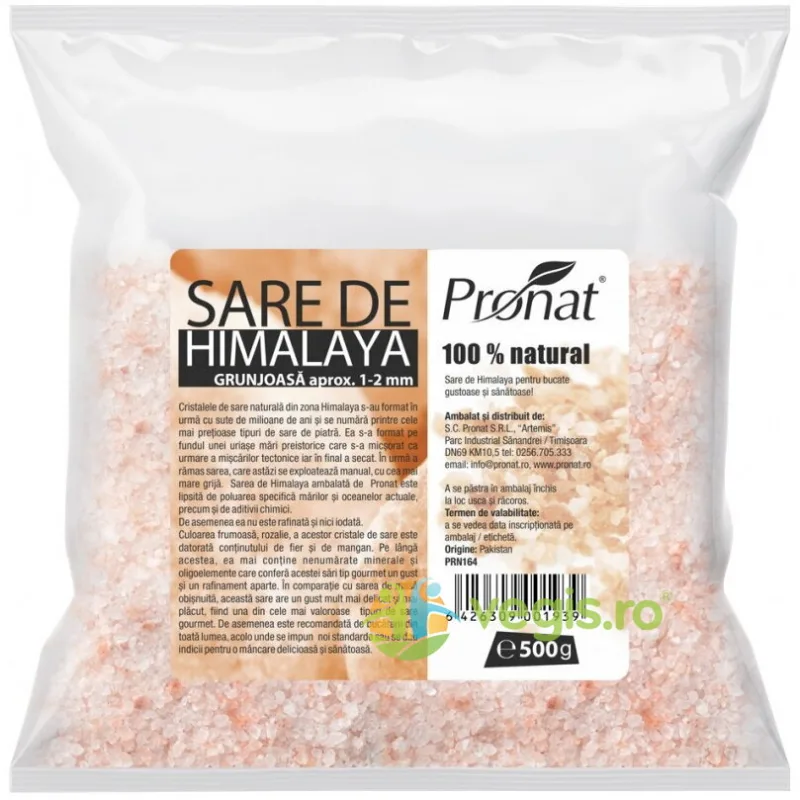 Sare de Himalaya Grunjoasa (1-2mm) 500g PRONAT — preț și oferte