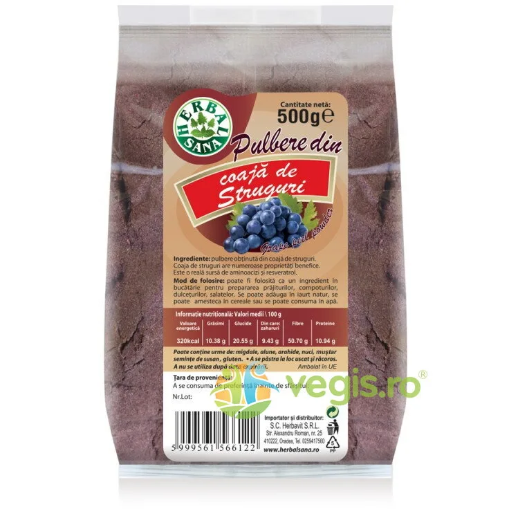 Pulbere din Coaja de Struguri 500g Herbavit — preț și oferte
