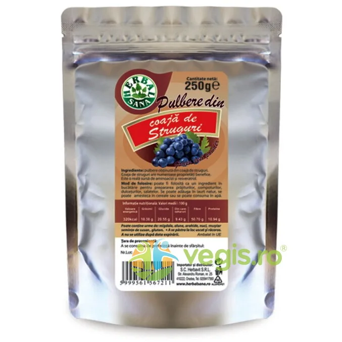 Pulbere din Coaja de Struguri 250g Herbavit — preț și oferte