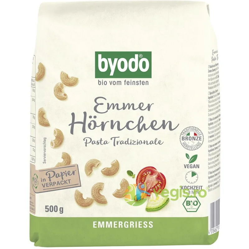 Paste Melci din Grau Emmer Ecologice/Bio 500g BYODO — preț și oferte