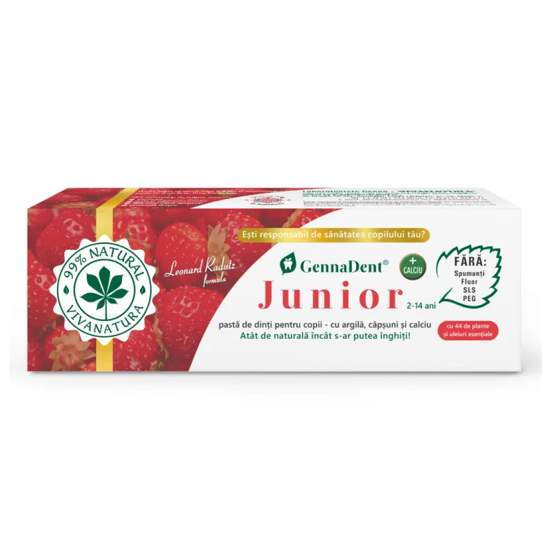 Pasta de dinti cu capsuni GennaDent Junior, 50 ml, Vivanatura — preț și oferte