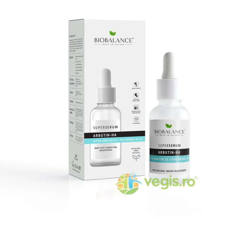 Super Serum Impotriva Petelor Pigmentare cu 2% Alpha-Arbutina + 2% Acid Hialuronic 4D Arbutin-HA 30ml BIO BALANCE — preț și oferte