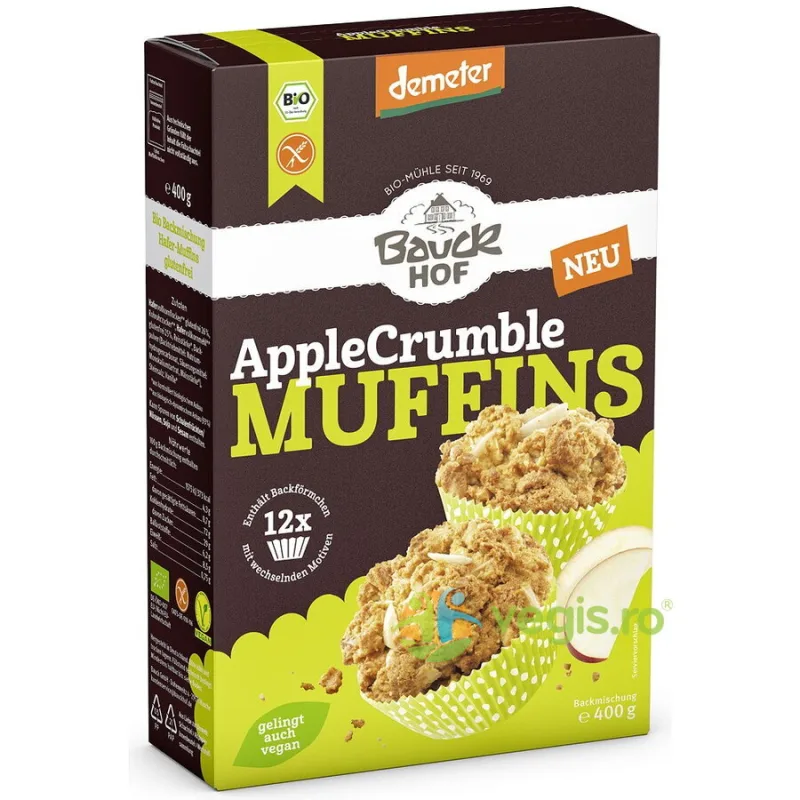 Mix pentru Briose cu Mere fara Gluten Ecologic/Bio 400g BAUCKHOF — preț și oferte