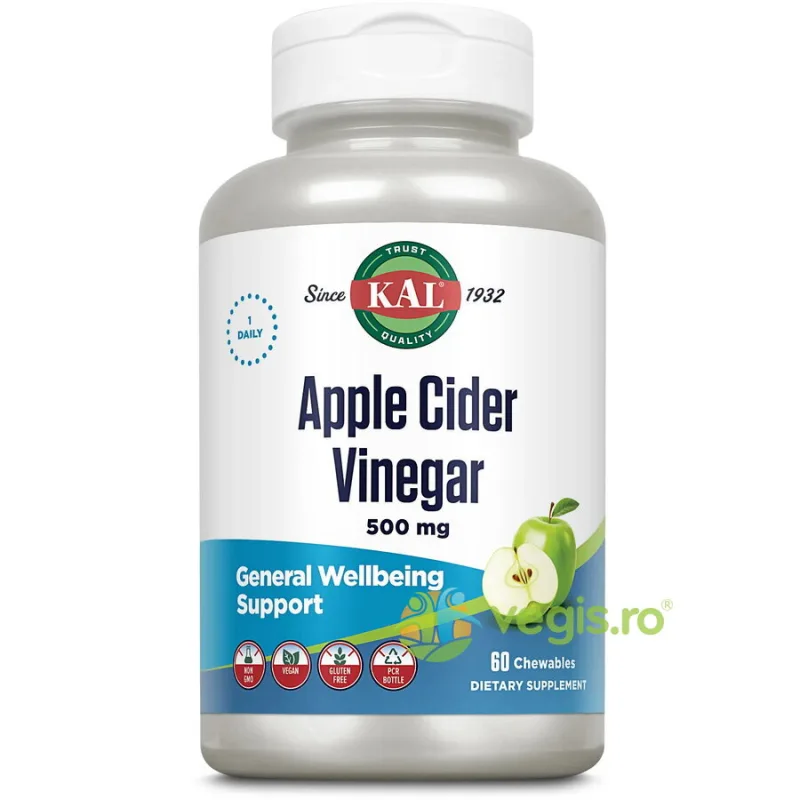 Apple Cider Vinegar 500mg 60tb masticabile Secom, Kal — preț și oferte