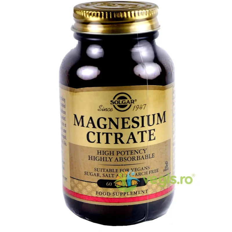 Magnesium Citrate (Citrat de magneziu) 200mg 60tb SOLGAR — preț și oferte