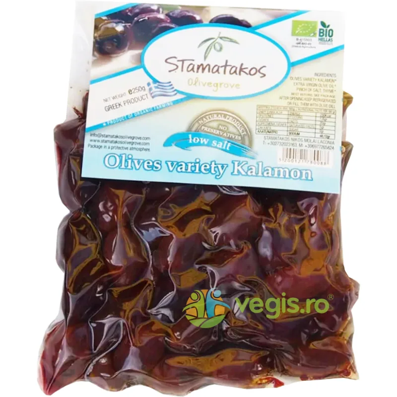 Masline Kalamata Vidate cu Continut Redus de Sare Ecologice/Bio 500g STAMATAKOS&nbsp;OLIVEGROVE — preț și oferte
