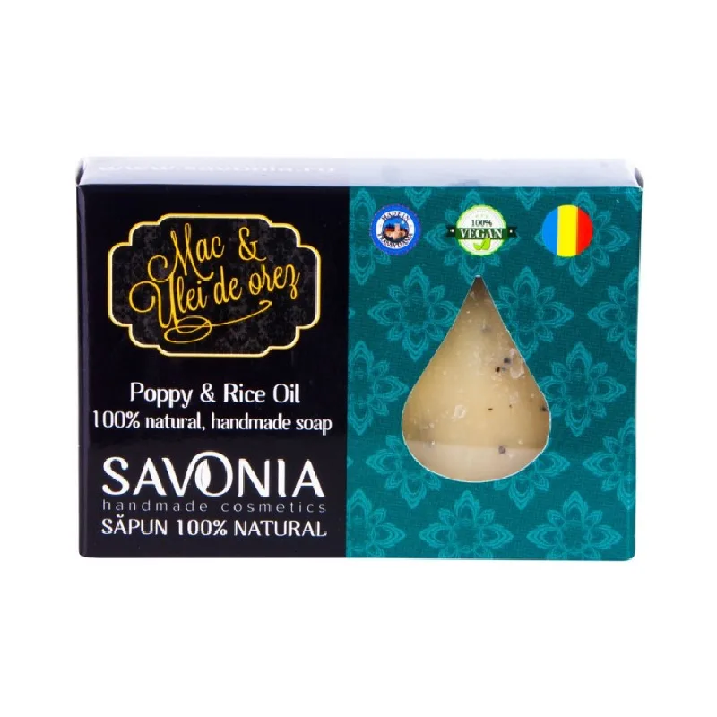 Sapun Natural Mac si Ulei de Orez, 90g, Savonia — preț și oferte
