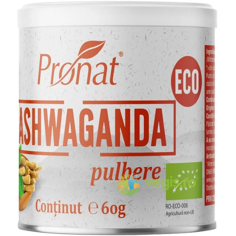 Ashwaganda Pulbere Ecologica/Bio 60g PRONAT — preț și oferte