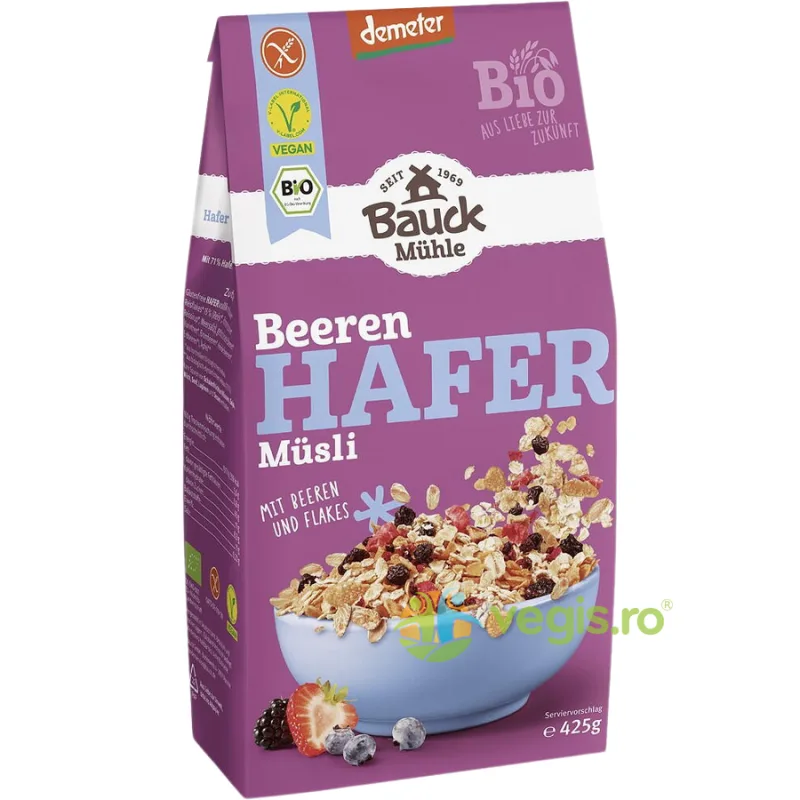 Musli cu Ovaz si Fructe de Padure fara Gluten Ecologic/Bio 425g BAUCKHOF — preț și oferte