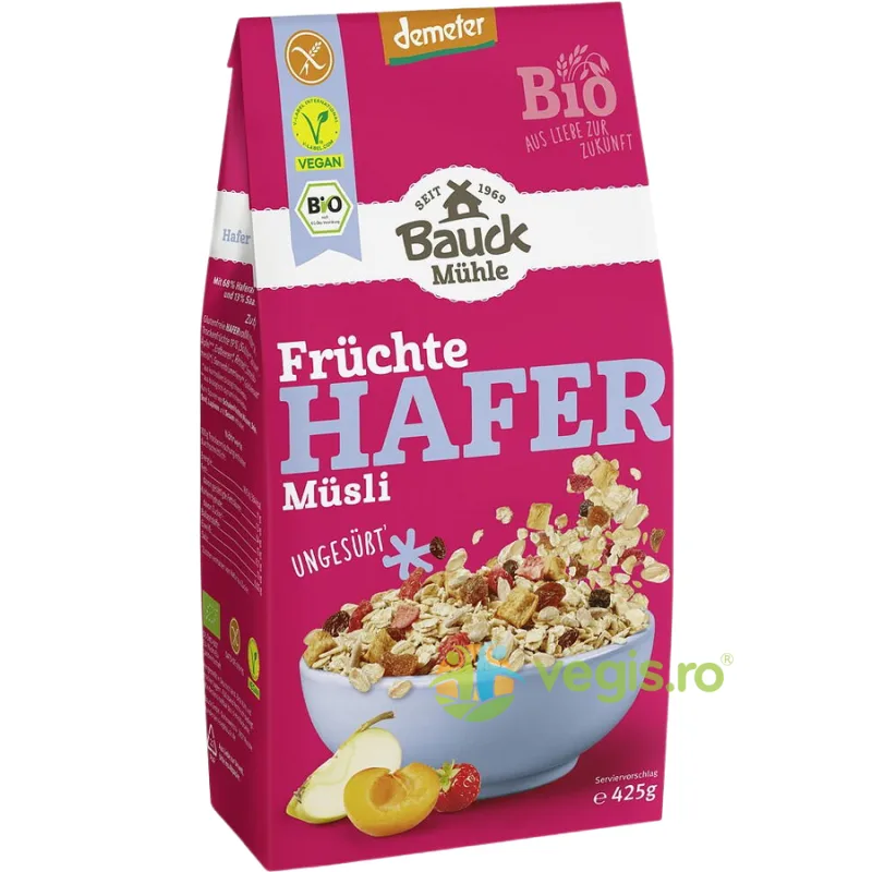 Musli cu Ovaz si Fructe fara Gluten Ecologic/Bio 425g BAUCKHOF — preț și oferte