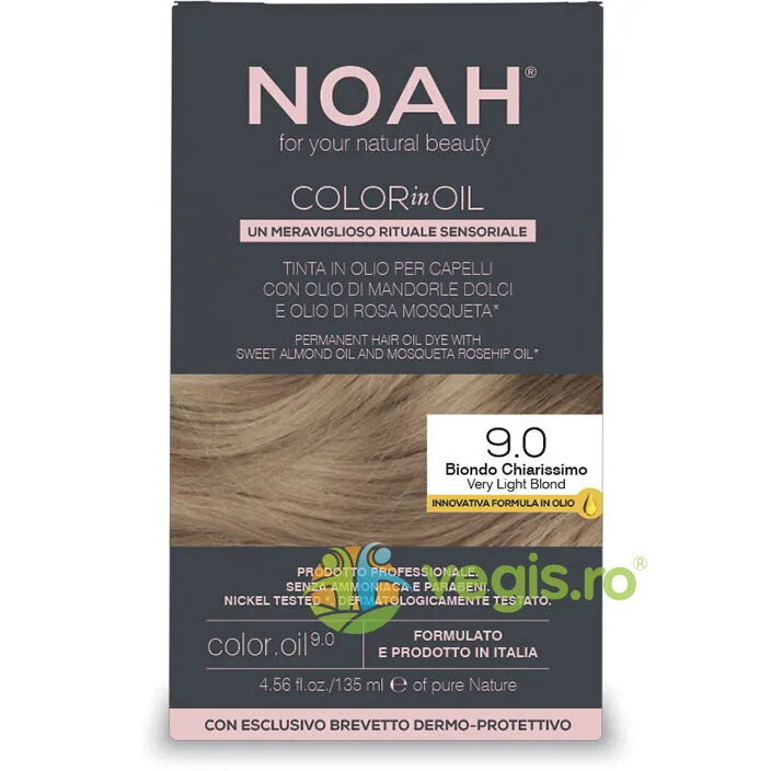 Vopsea de Par Permanenta pe Baza de Ulei 9.0 Blond Foarte Deschis (Very Light Blond) fara Amoniac 135ml NOAH — preț și oferte