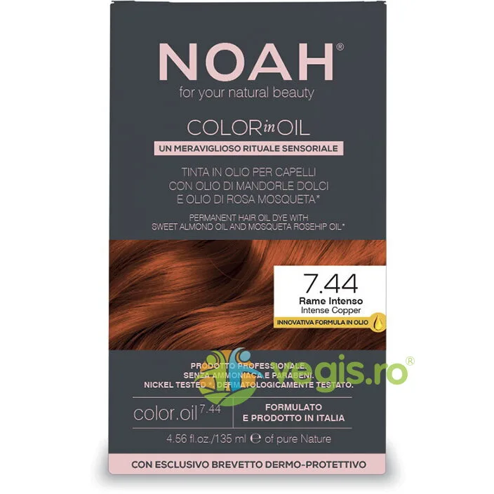 Vopsea de Par Permanenta pe Baza de Ulei 7.44 Aramiu Intens (Intense Copper) fara Amoniac 135ml NOAH — preț și oferte