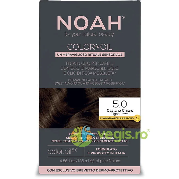 Vopsea de Par Permanenta pe Baza de Ulei 5.0 Saten Deschis (Light Brown) fara Amoniac 135ml NOAH — preț și oferte