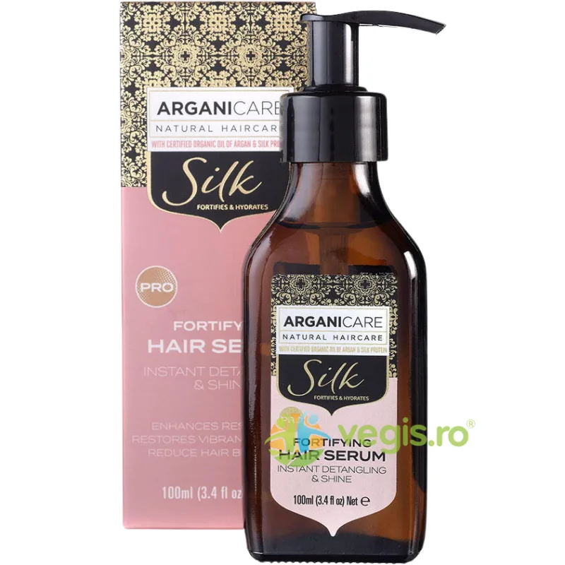 Ser Fortifiant pentru Par Descurcare Instanta si Stralucire cu Proteina de Matase Silk 100ml ARGANICARE — preț și oferte