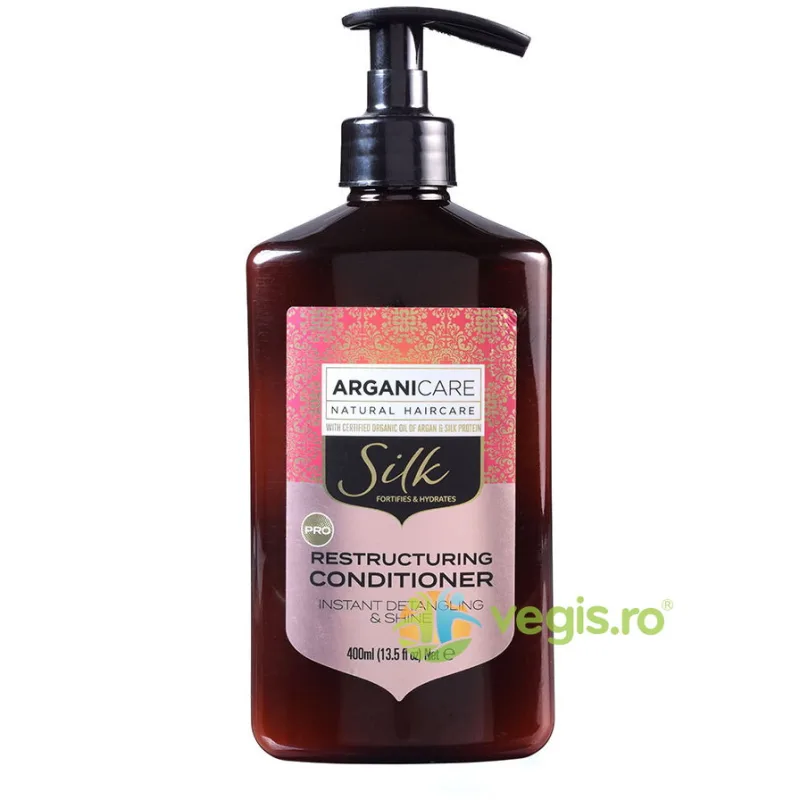 Balsam Reparator pentru Descurcare Instanta si Stralucire cu Proteina de Matase Silk 400ml ARGANICARE — preț și oferte