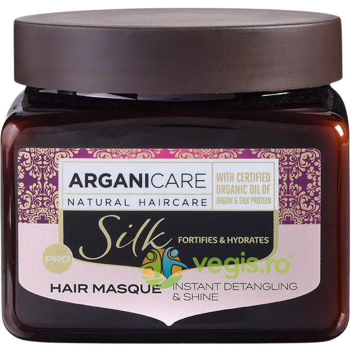 Masca de Par pentru Descurcare Instanta si Stralucire cu Proteina din Matase Silk 500ml ARGANICARE — preț și oferte