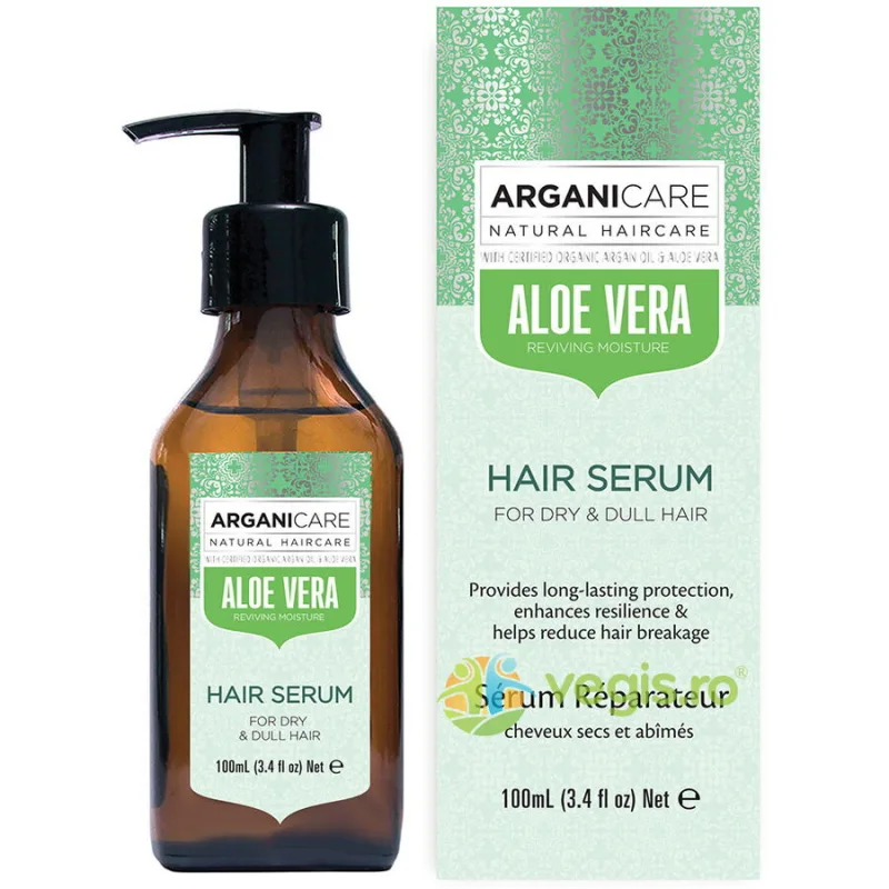 Ser Hidratant pentru Par Uscat si Lipsit de Stralucire cu Aloe Vera 100ml ARGANICARE — preț și oferte