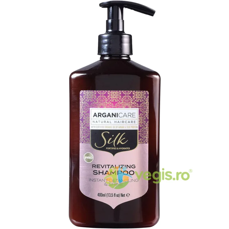 Sampon Revitalizant pentru Descurcare Instanta si Stralucire cu Proteina din Matase Silk 400ml ARGANICARE — preț și oferte