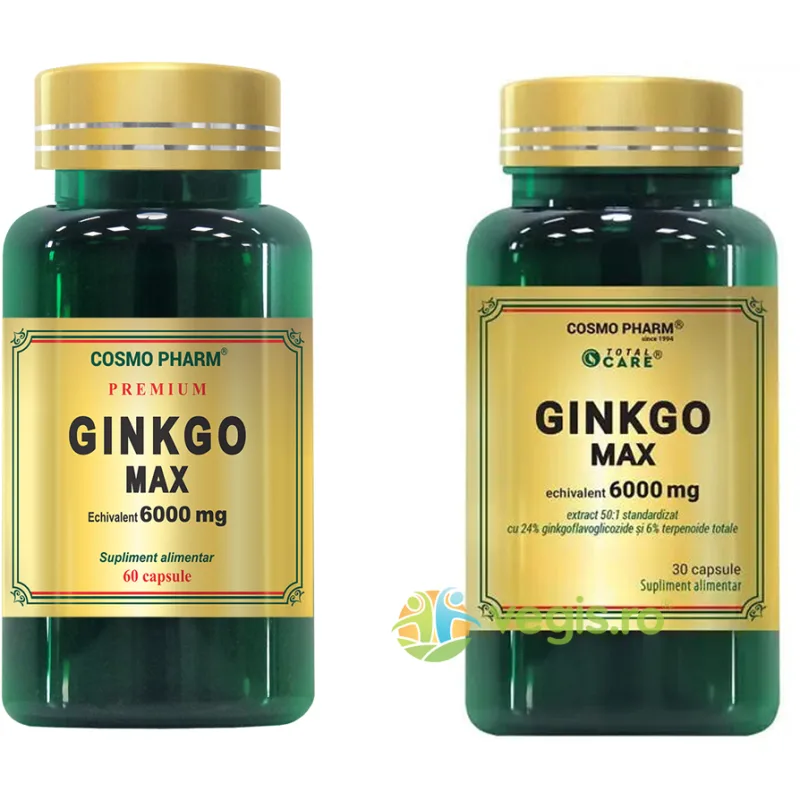 Pachet Ginkgo Max Extract 120mg Echivalent 6000mg 60cpr + 30cpr COSMO PHARM — preț și oferte