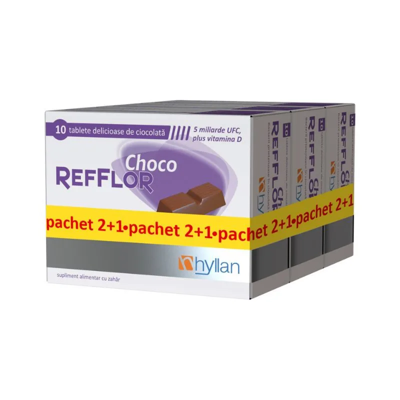 Pachet Refflor Choco (2+1), 10 tablete, Hyllan HYLLAN PHARMA — preț și oferte