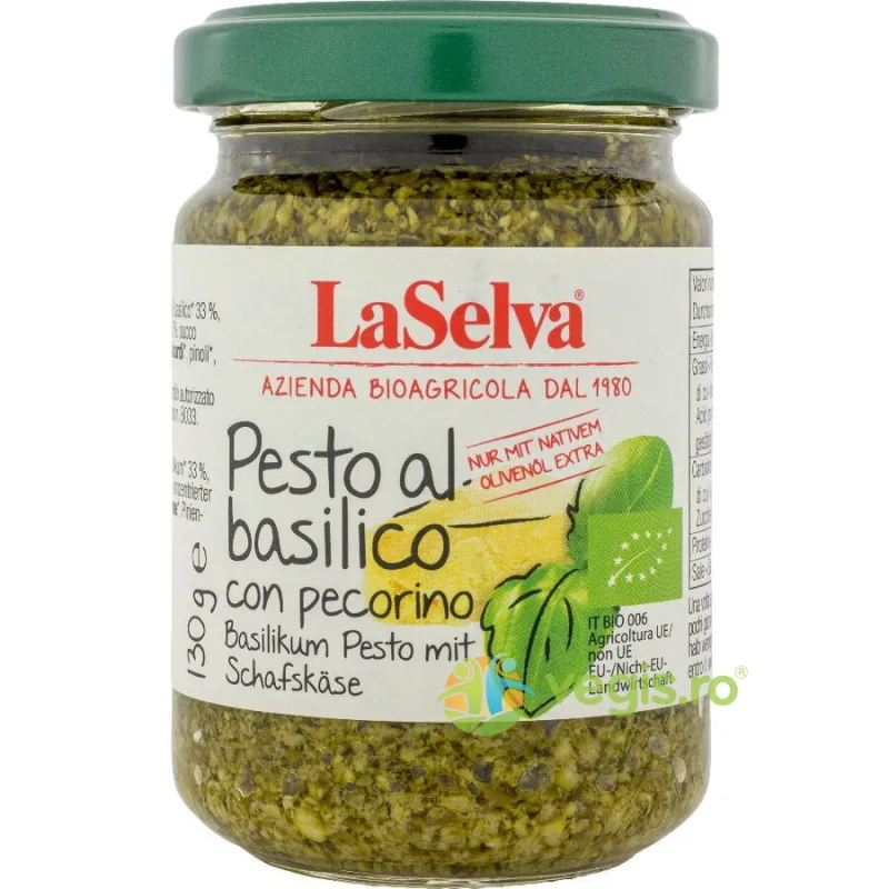 Pesto cu Busuioc si Branza de Oaie Ecologic/Bio 130g LASELVA — preț și oferte
