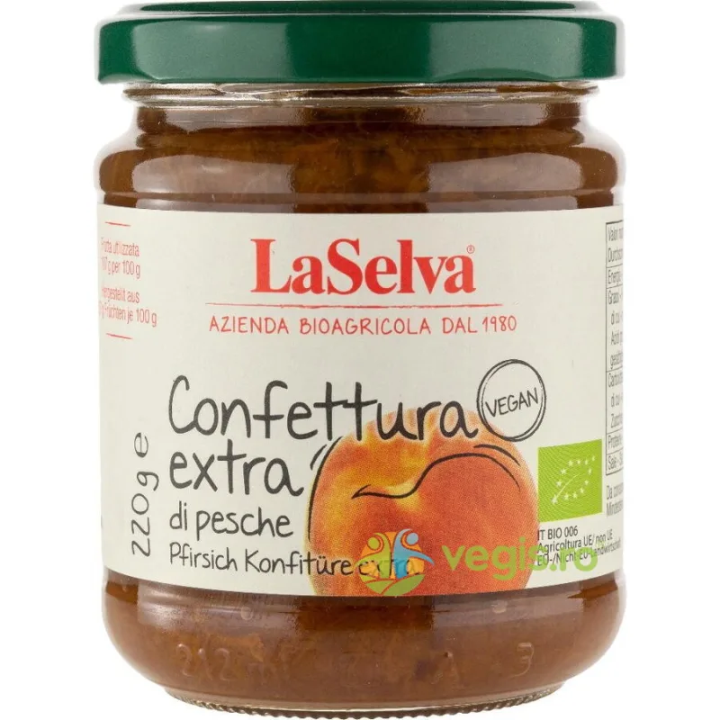 Dulceata Extra de Piersici Ecologica/Bio 220g LASELVA — preț și oferte