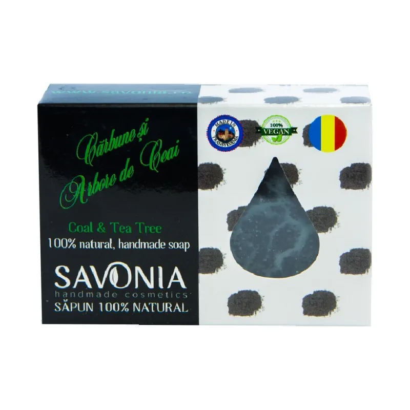 Sapun Natural Carbune si Arbore de Ceai, 90g, Savonia — preț și oferte