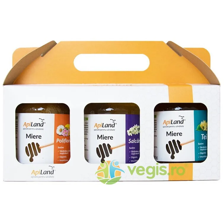 Pachet Miere (Salcam + Tei + Poliflora) 3 x 500g APILAND — preț și oferte