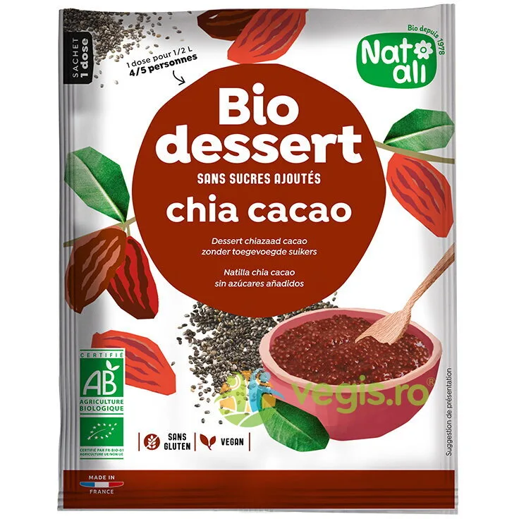 Desert cu Chia si Cacao fara Zahar Ecologic/Bio 40g NAT-ALI — preț și oferte