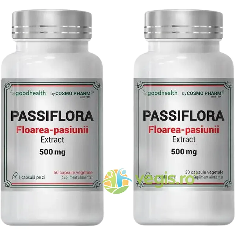 Pachet Passiflora (Floarea Pasiunii) Extract 500mg 60cps + 30cps COSMO PHARM — preț și oferte