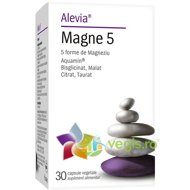Magne 5 (Magneziu Aquamin, Bisglicinat, Malat, Citrat, Taurat) 30cps vegetale ALEVIA — preț și oferte