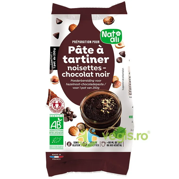 Mix pentru Crema Tartinabila cu Alune si Ciocolata Neagra Ecologica/Bio 170g NAT-ALI — preț și oferte