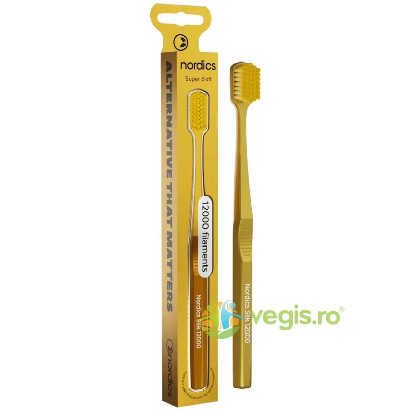 Periuta de Dinti Premium pentru Adulti 12000 Filamente, Super Soft, Auriu NORDICS — preț și oferte