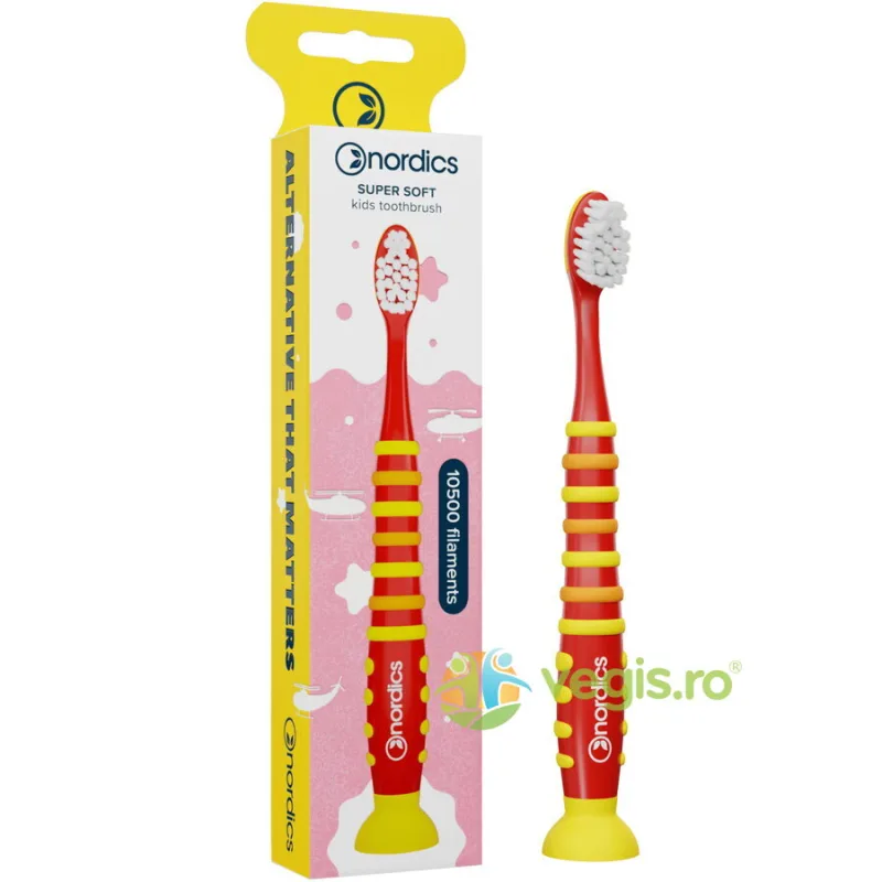 Periuta de Dinti Premium pentru Copii 10500 Filamente, Super Soft, Rosu NORDICS — preț și oferte