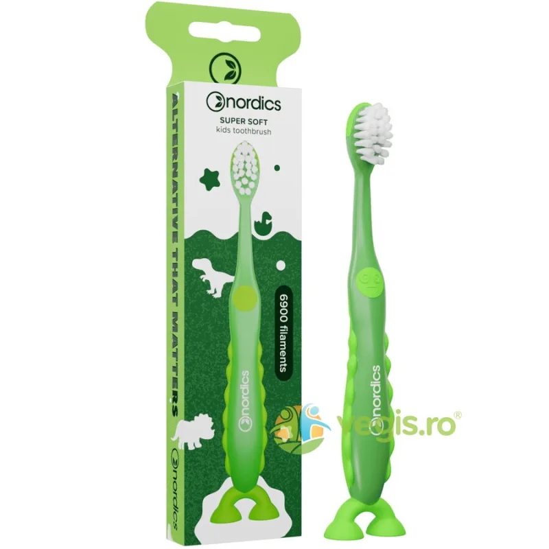 Periuta de Dinti Premium pentru Copii 6090 Filamente, Super Soft, Verde NORDICS — preț și oferte